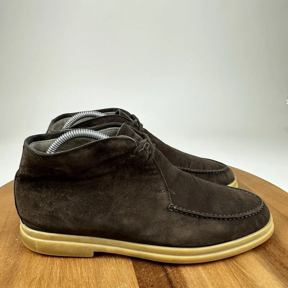 Mens Loro Piana Brown Suede Desert Lace Up Moccasin Chukka Ankle Boots Size 41